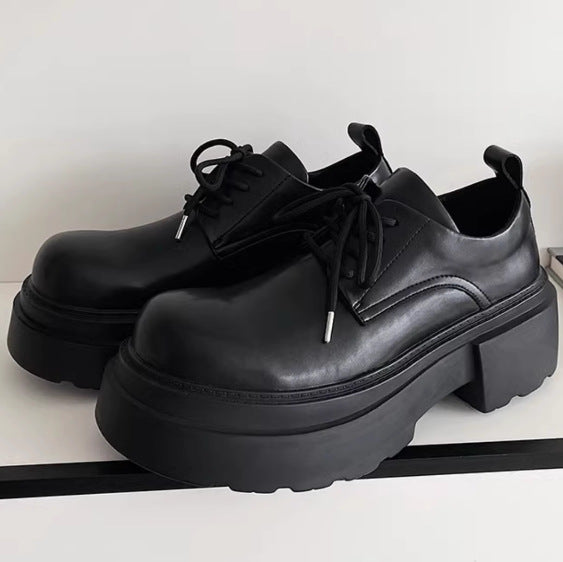 Men's Increasing Commuter Derby Cowhide Breathable Dark Big Leather Shoes