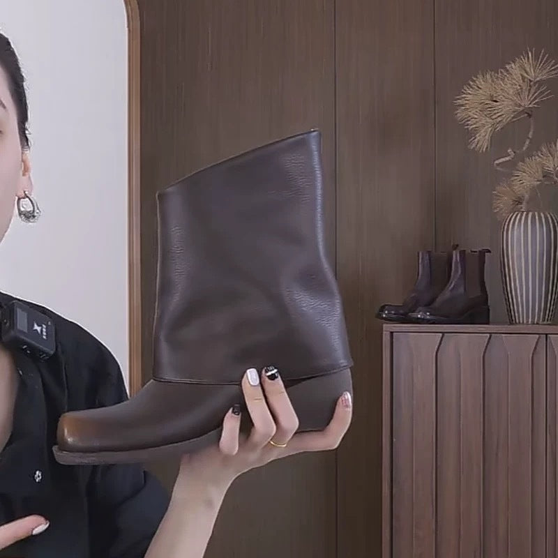 Square Toe Distressed Metal Library Tube Boots