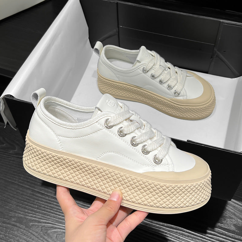 Women's White For Thick Bottom Versatile Muffin Casual Shoes