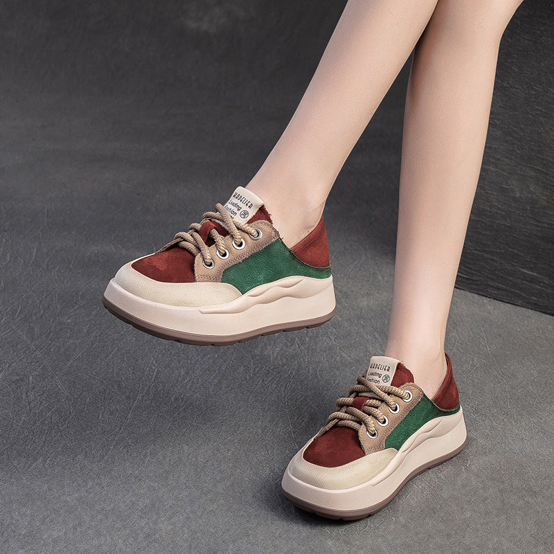 Women's Color Matching Fashion Pumps Thick Bottom Simple Women's Casual Shoes