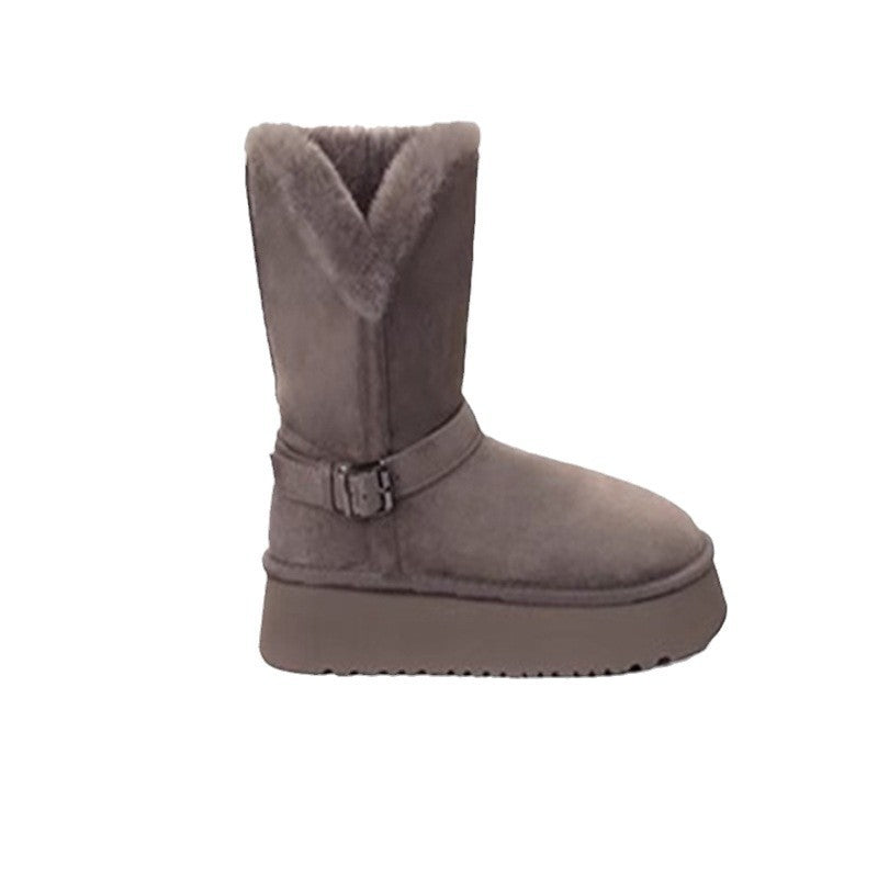 First Night Two-way Buckle With Thick Bottom Boots