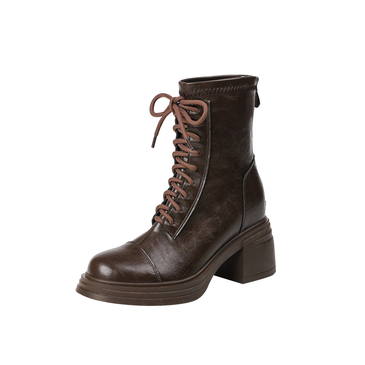 Women's Hight Increasing Martin British Black Thick-soled High Small Retro Thin Heels
