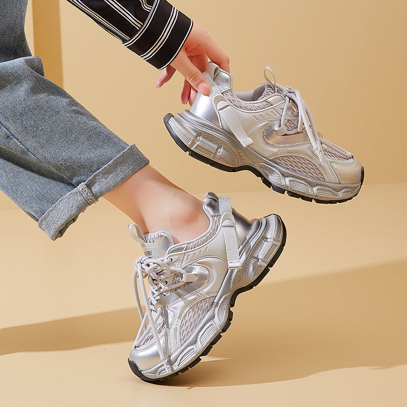 Women's Autumn Platform Clunky Korean Height Increasing Style Sneakers