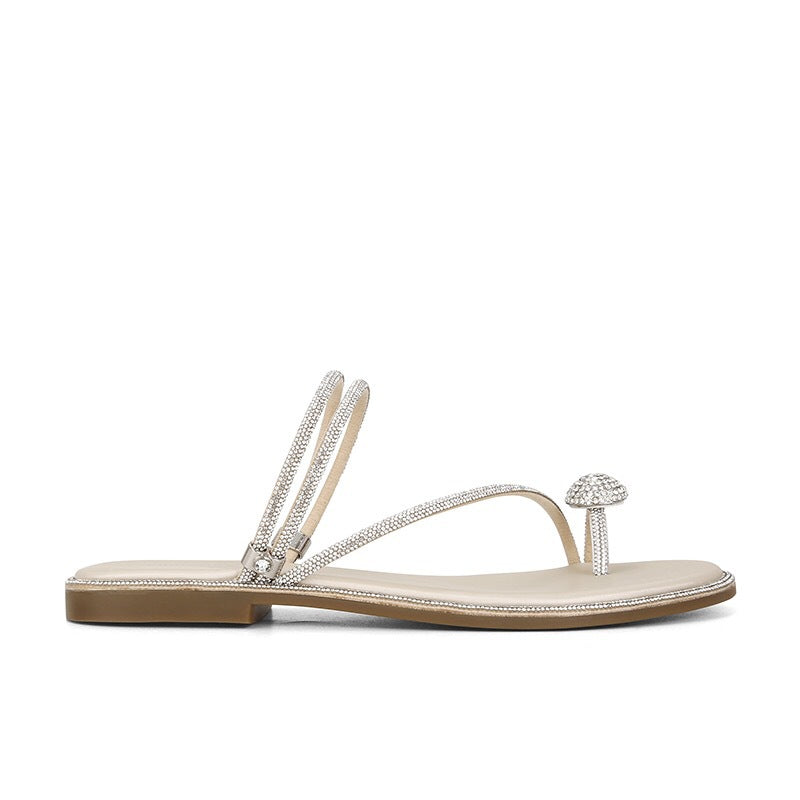 Women's Two-way Wear Big Diamond Rhinestone Toe Sandals