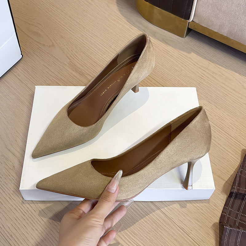 Women's Pointed High Stiletto Pumps Pure Color Not Tired Heels