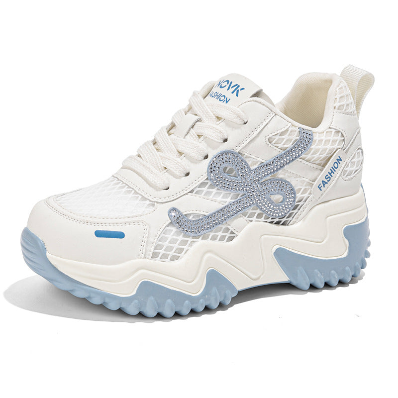 Women's Korean Style Rhinestone Platform Mesh Surface Women's Casual Shoes