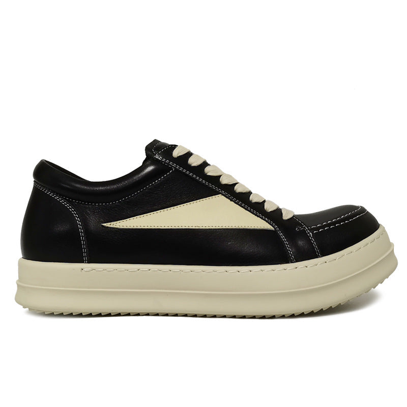Men's Fashionable Napa Calfskin Black Gray Platform Men's Shoes