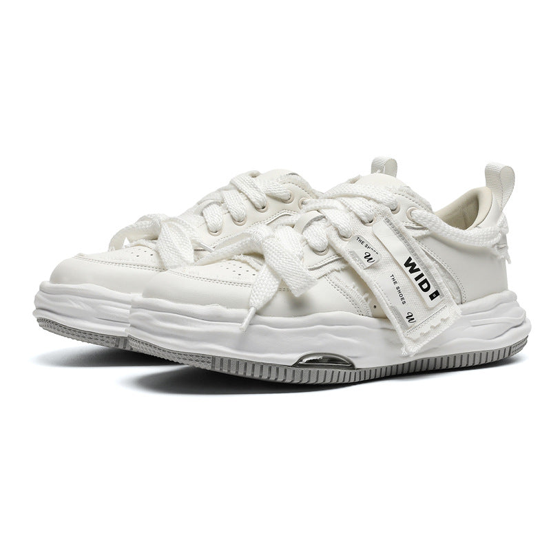 Black White Platform Height Increasing Dissoed Sneakers