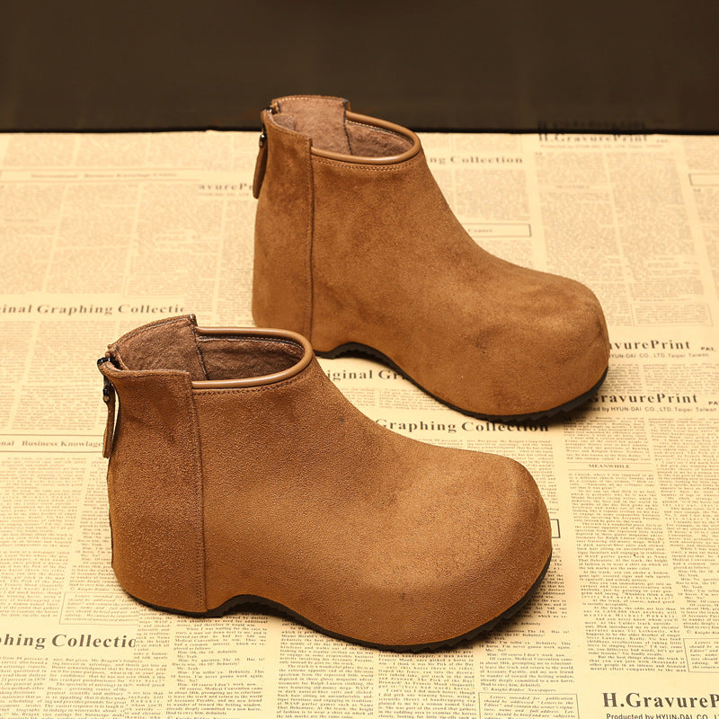 Women's Thick-soled Vintage Fleece-lined Martin Fashionable Ankle Women's Leather Boots