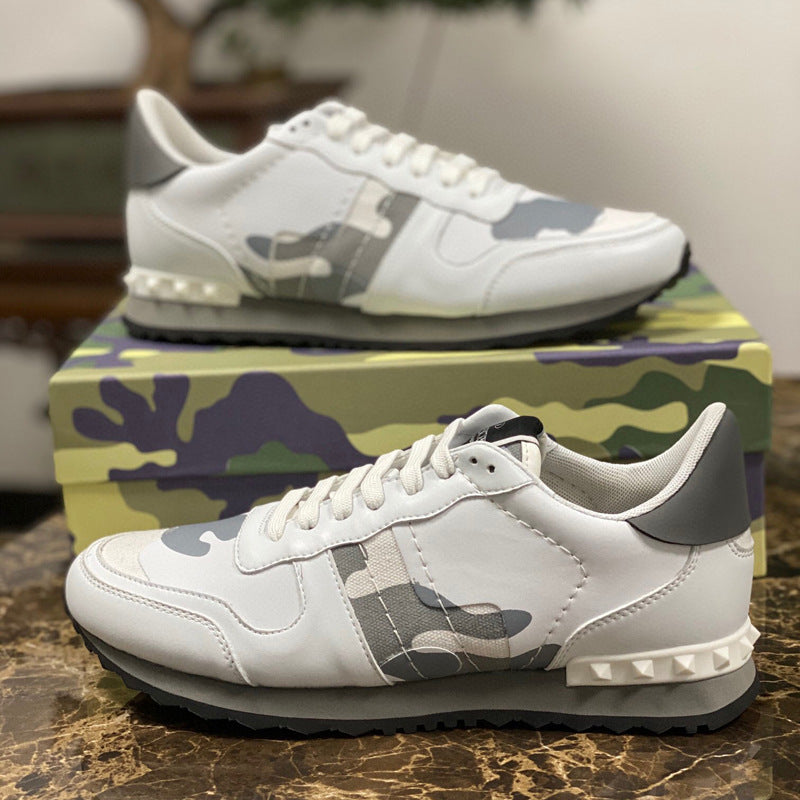 Men's Board Mesh Flat Round Toe Top Layer Sneakers