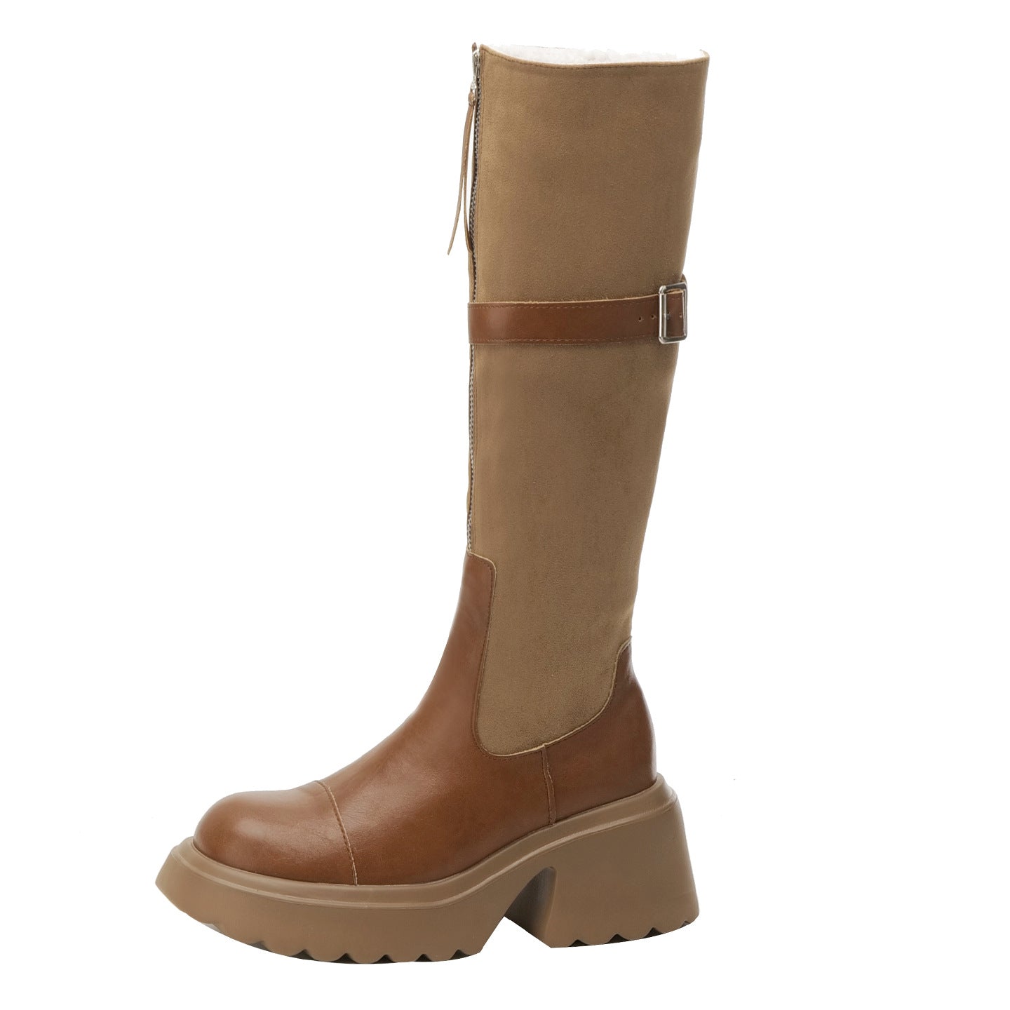 Women's Wear Below The Knee Long Thick Women's Leather Boots