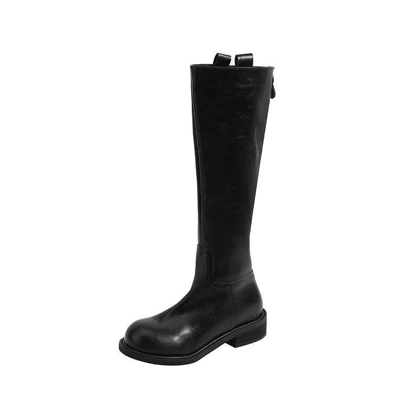 Women's Retro Platform Knight Pleated Soft Long Boots