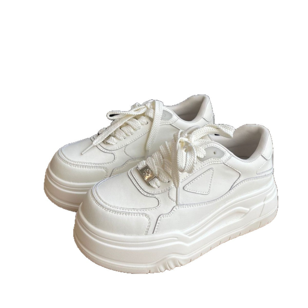 Women's White Spring Height Increasing Leisure Platform Women's Casual Shoes