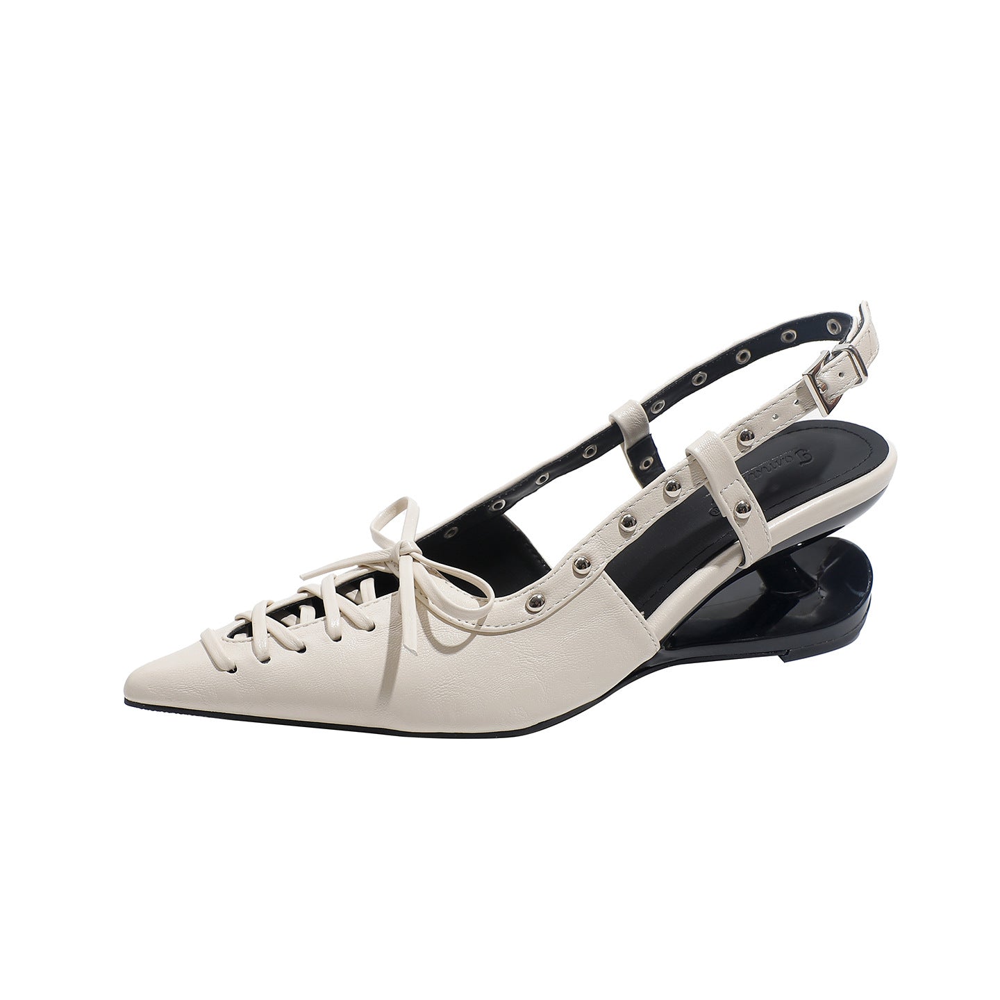 Women's Spring Hollowed Bowknot Fashion Stiletto Temperamental Minority Back Empty Brown Heels