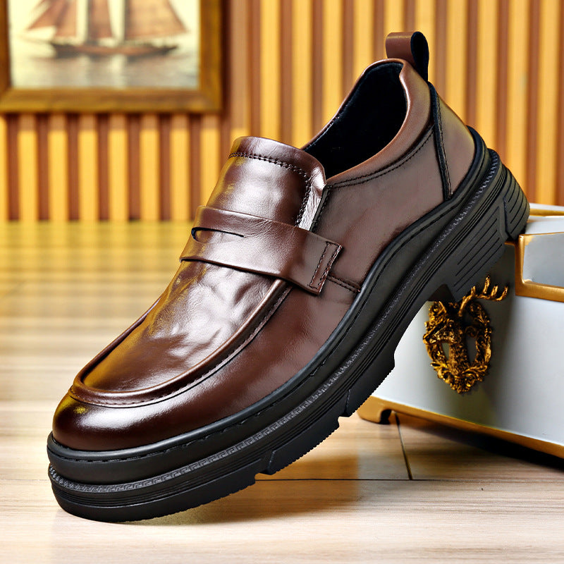 Men's Wedding Bridegroom First Layer Cowhide British Leather Shoes