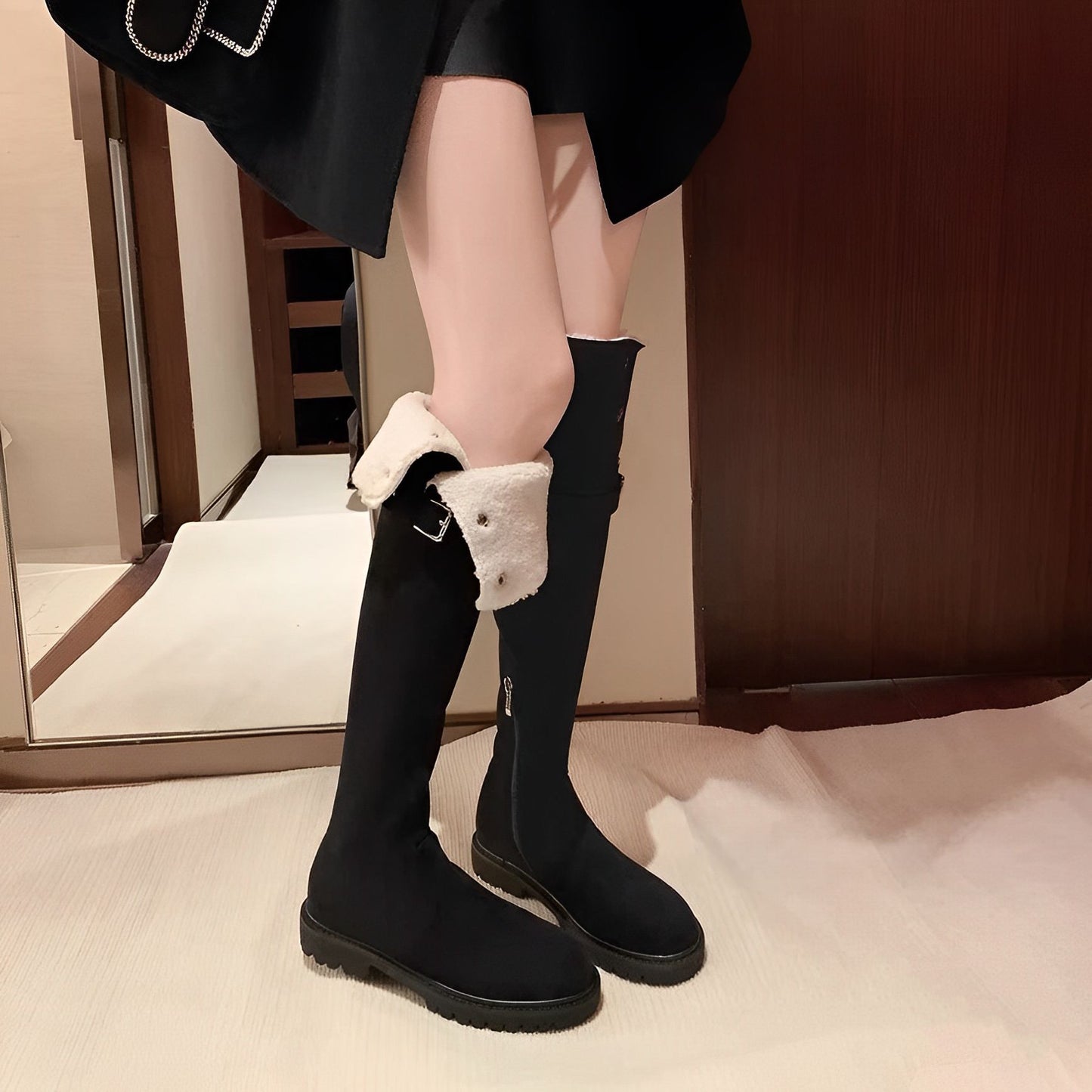 Women's Wool Two-way Wear High Leg Winter Snow Boots