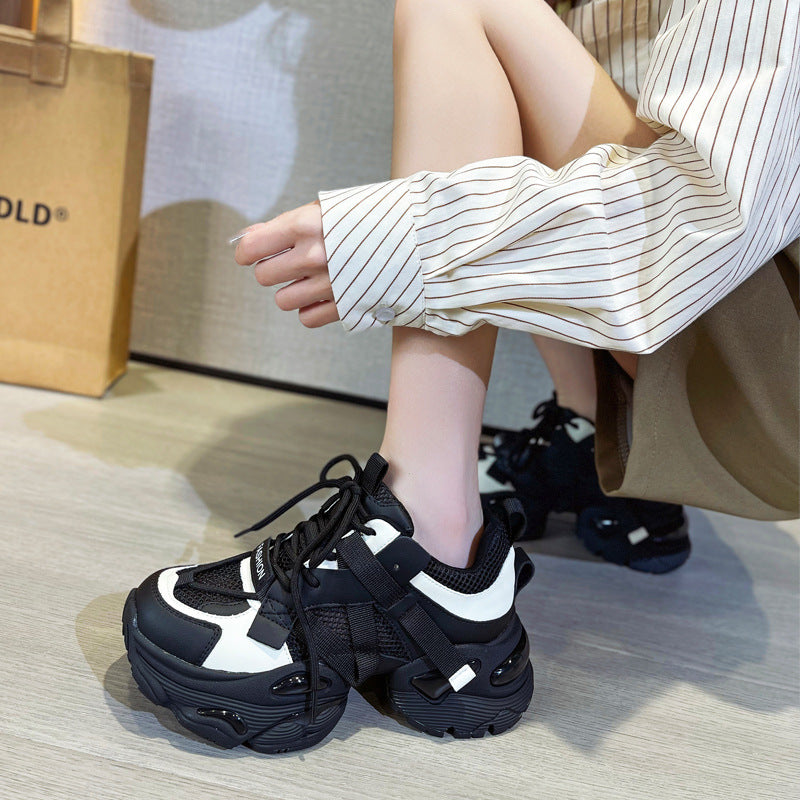 Women's Genuine Platform Dad Summer Versatile Height Increasing Breathable Casual Shoes