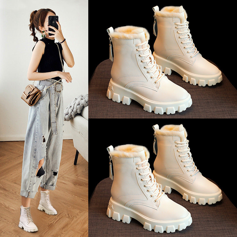 Women's Height Increasing Insole Martin Winter British Style With Snow Boots