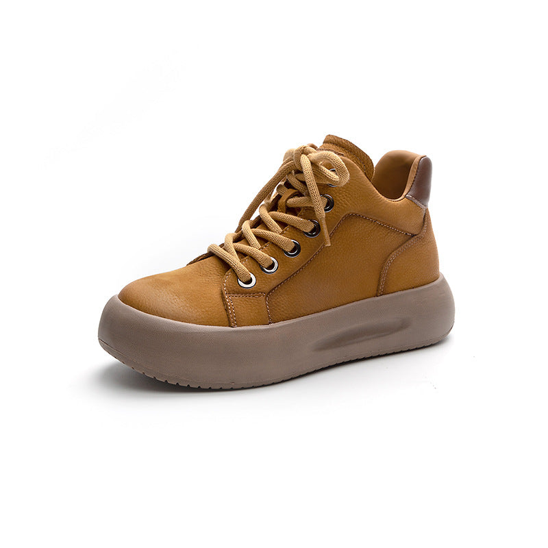 Women's First Layer Cowhide Platform Genuine With Women's Casual Shoes