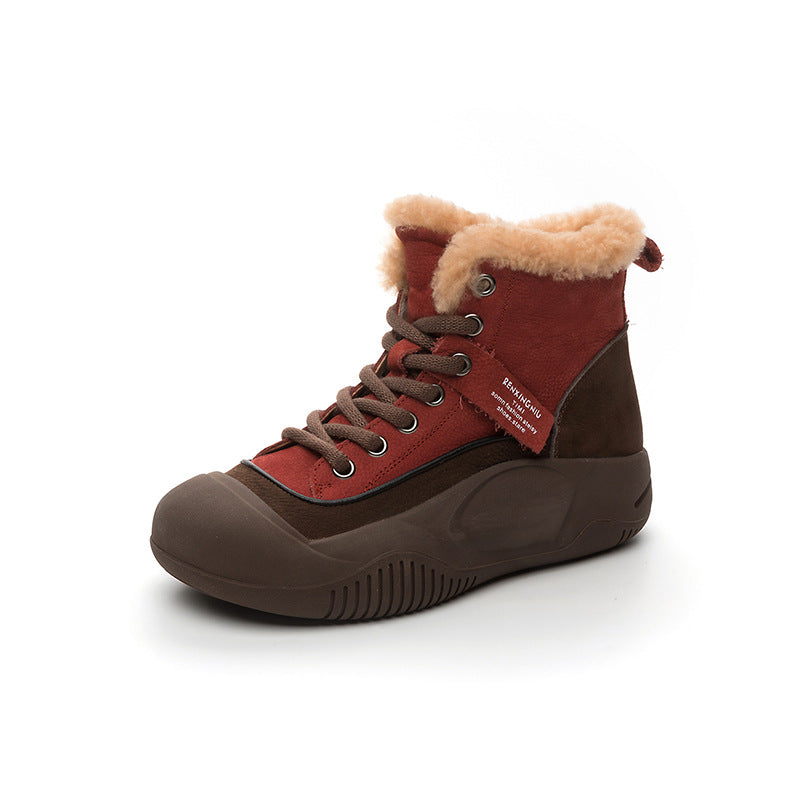 Booties Closed Toe Retro Lace Up Boots