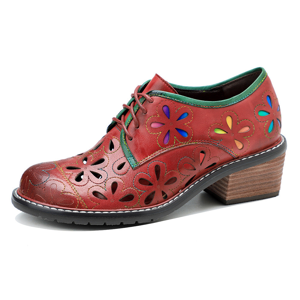 Spring Genuine Hand-rub Color Retro Contrast Casual Shoes