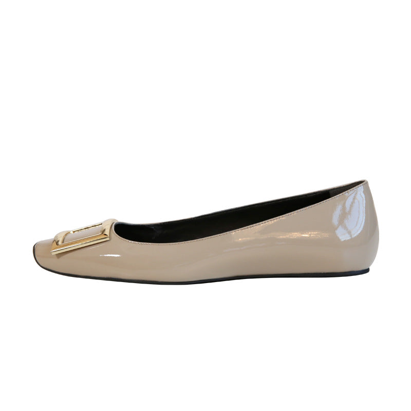 Women's Four Elephant Gray Patent Square Head Women's Shoes