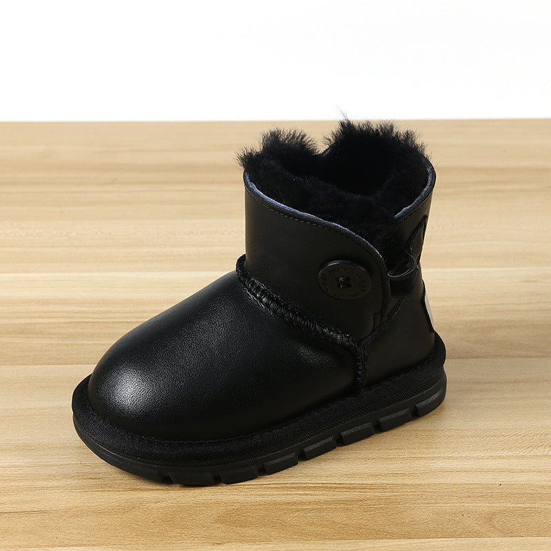 Children's Sheepskin Fur Boys Genuine Plus Veet Kid's Snow Boots