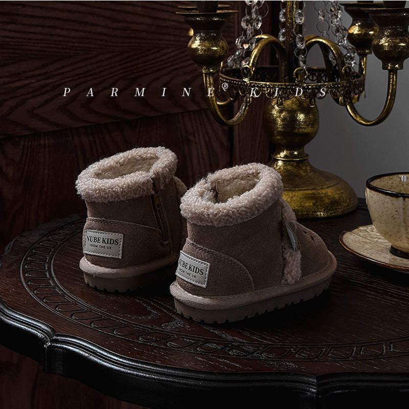 Women's & Men's Genuine Cute Bear Head Thickened Cotton Kid's Snow Boots