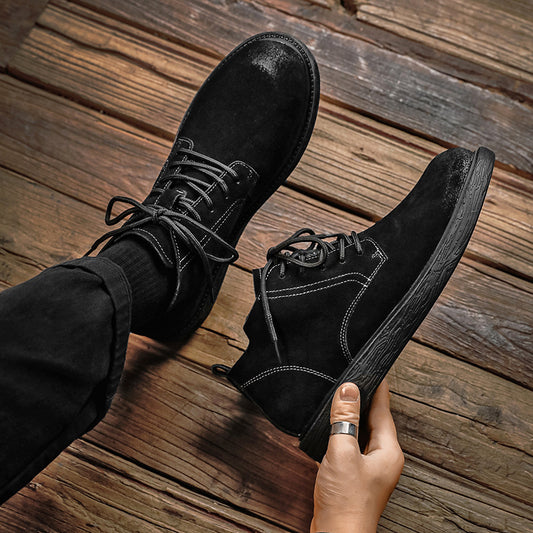 Men's Autumn Martin Trendy Black Breathable Suede Boots