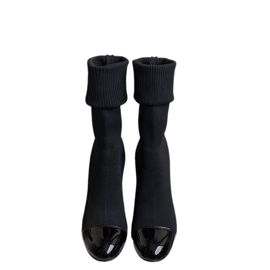 Women's High Thin Booties Knitted Chunky Stretch Socks Women's Fashion Shoes