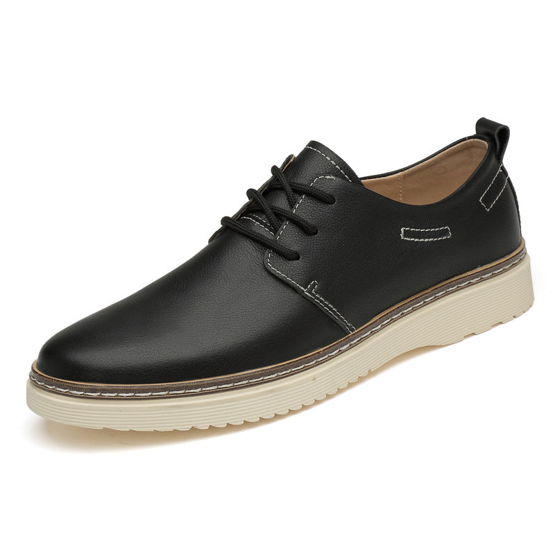 Men's Outer Hight Increasing British Small Cowhide Leather Shoes