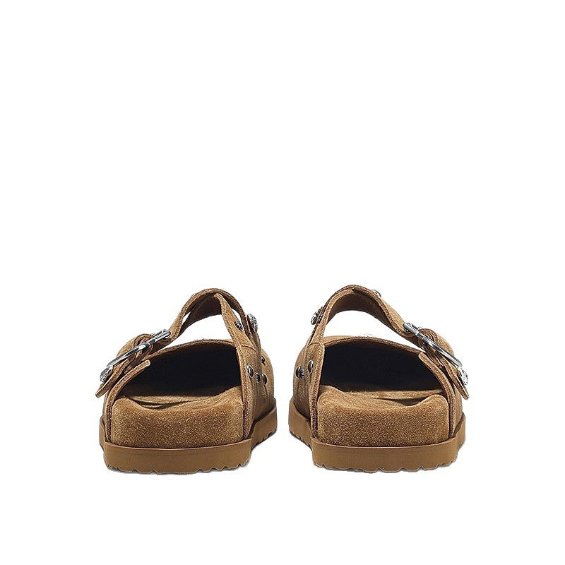 Women's Metal Rivet Toe Box Slip-on Lazy Platform Slippers