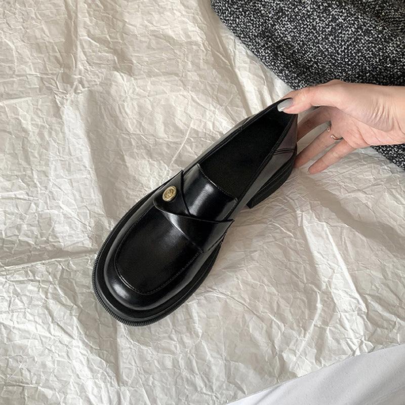 Women's British Style Genuine Small Gold Coin Women's Shoes