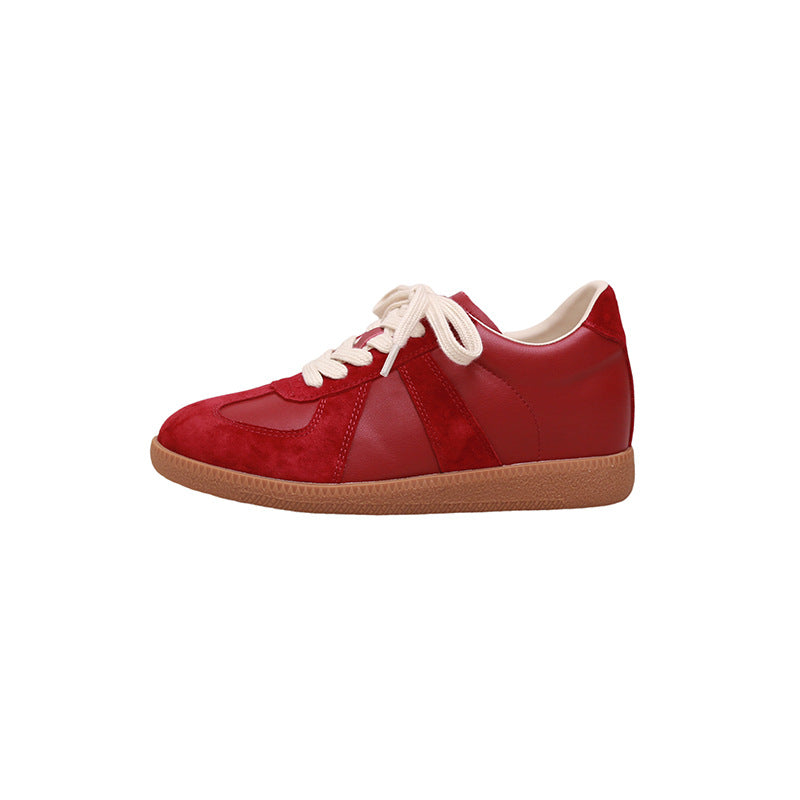 Women's Cowhide Version Small Height Increasing Insole Sier Casual Shoes