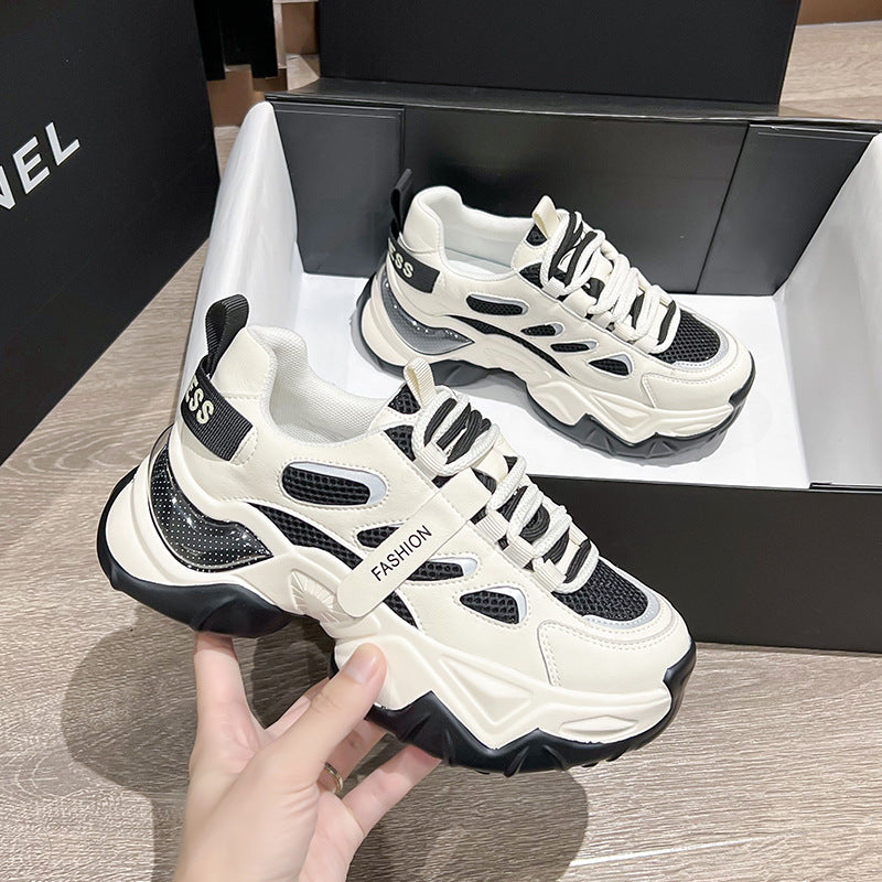 Women's With Fleece Lining Dad Mesh Surface Sneakers