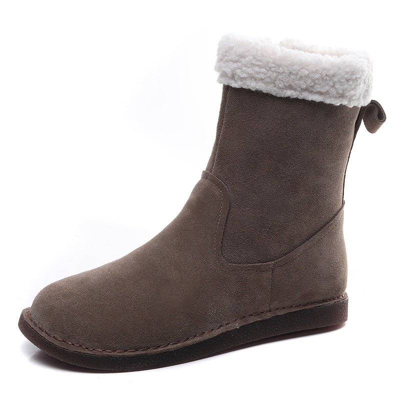 Women's Winter Round Toe Booties Veet Thickened Snow Boots