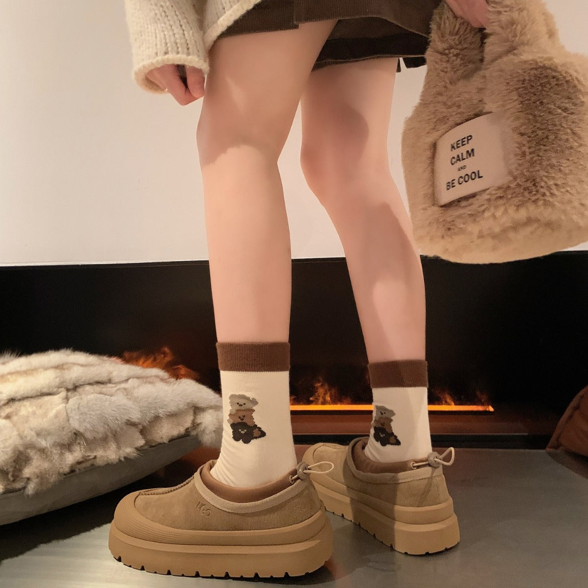 Women's Bottom Fleece-lined Fluffy Korean Style Height Women's Shoes