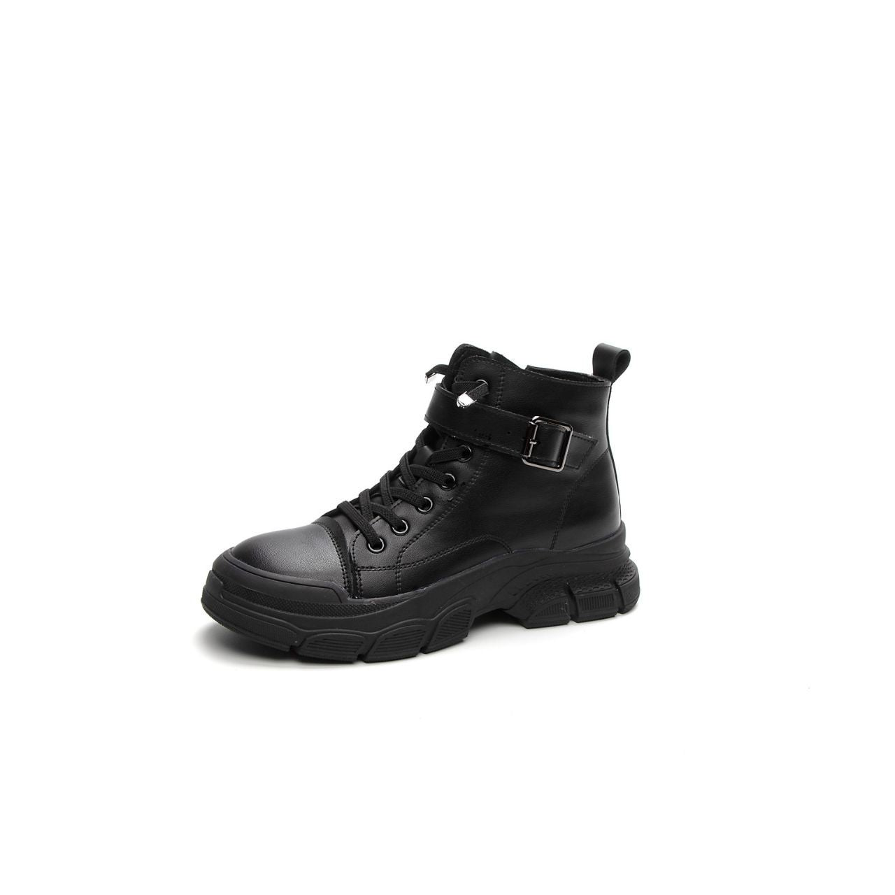 Women's Round Head Buckle Martin For Solid Sneakers