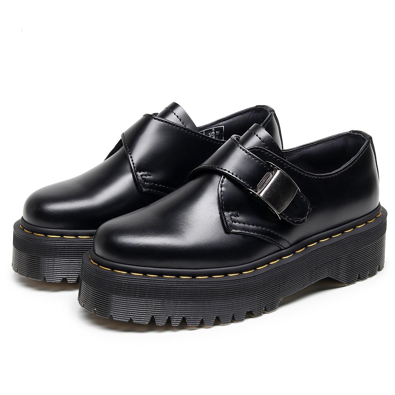 Women's Thick-soled Buckle Low-cut Genuine British Platform Casual Shoes