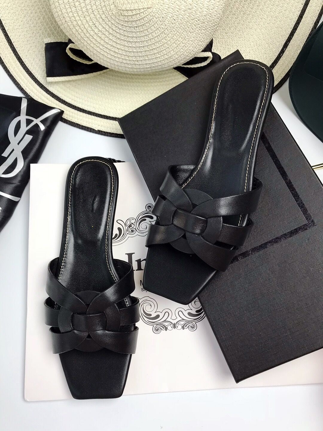 Women's Genuine Summer Weaving Flip-flops Large Size Heels