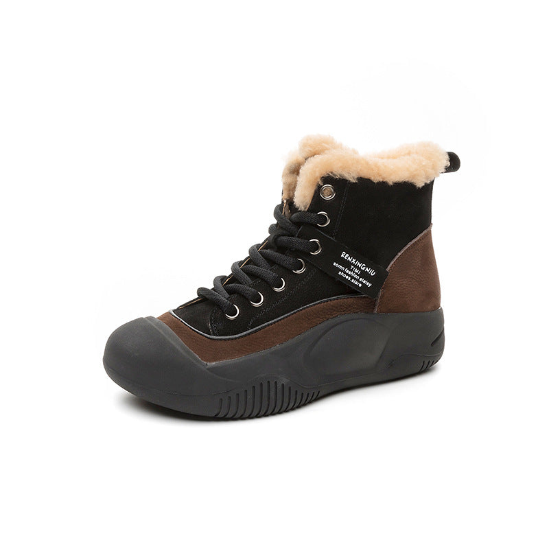 Booties Closed Toe Retro Lace Up Boots