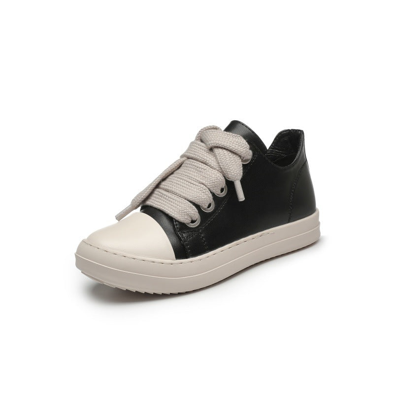 Women's White Thick Shoelaces Personality Tide Bottom Stitching Casual Shoes