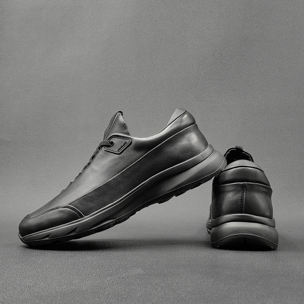 Men's Black Top Layer Cowhide Minority Autumn Sneakers