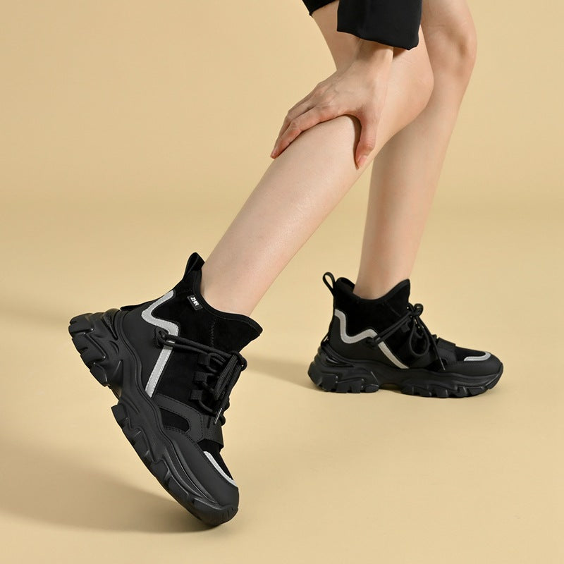 Women's Warm Platform Dad Winter Fleece-lined Bag Sneakers