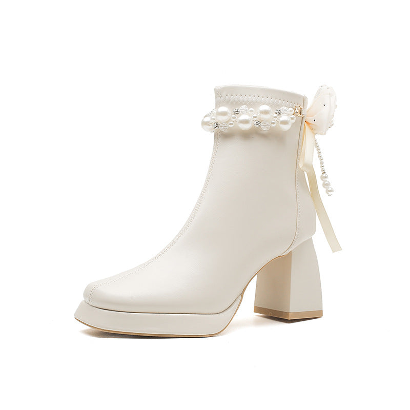 Ankle Short Tube Design High-grade Thick Elastic Heels