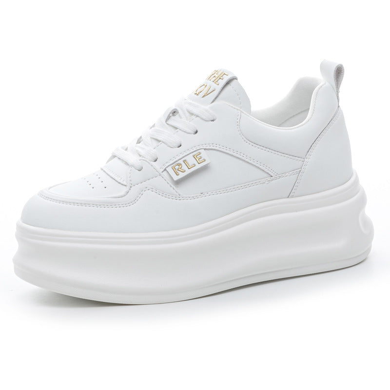 Women's White Platform Autumn Height Increasing Small Thin Men's Shoes