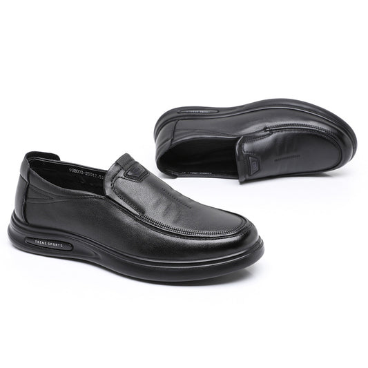 Men's Autumn First Layer Cowhide Slip-on Business Round Head Leather Shoes
