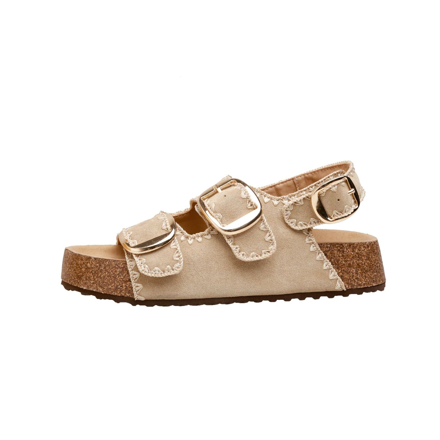 Women's Cowhide Version Platform Belt Buckle Outdoor Slippers