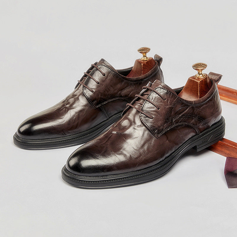 Men's Full Grain Cowhide Business British Soft Leather Shoes
