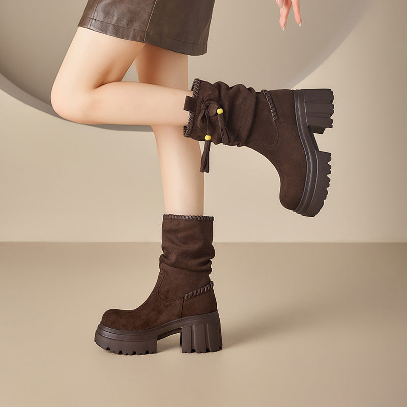 Women's Raise The Bottom Ankle Fleece-lined High Women's Leather Boots
